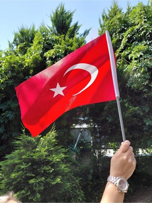 Bannersbay 50 Adet 20x30 Sopalı Türk Bayrağı 120 G/m² | raşel , dijital Baskı, sopalı kumaş türk bayrağı