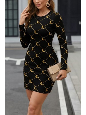 Arben Boutique Kadın Bisiklet Yaka Uzun Kol Triko Mini Boy Elbise