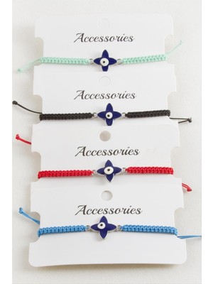 Bijuteri Net Çiçek Nazar Makrome Örgülü Bileklik