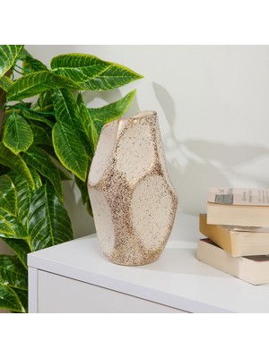 Matmel Deco Urthania Vazo - Bej / Gold - 25 cm