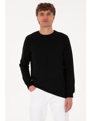 U.S. Polo Assn. Erkek Bisiklet Yaka Regular Fit Siyah İnce Sweatshirt 50315455-VR046