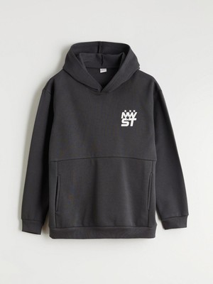 LC Waikiki Kapüşonlu Baskılı Erkek Çocuk Sweatshirt  (W5)