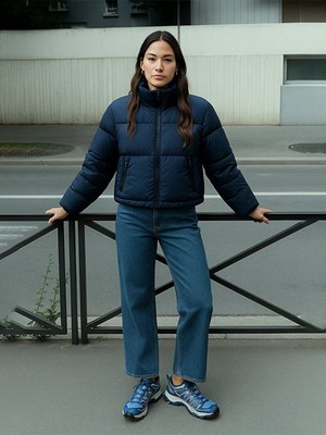 LTB Kısa Şişme Önü Fermuarlı Lacivert Mont