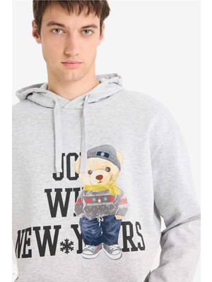 DeFacto Boxy Fit Kapüşonlu Baskılı Sweatshirt F2248AX25WN