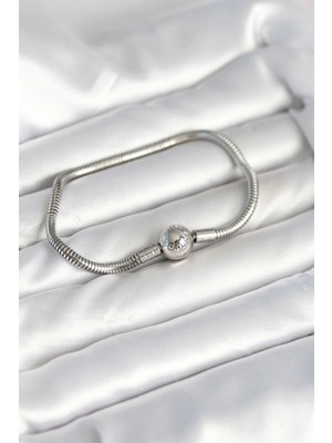 Butik Gümüş Renk Pirinç Charm Bileklik