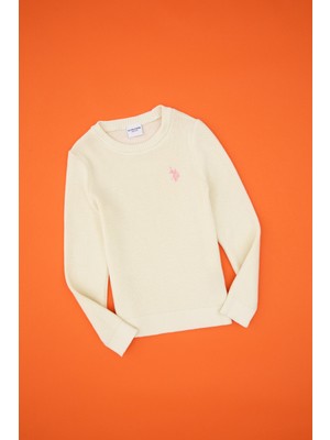 U.S. Polo Assn. Kız Çocuk Krem Bisiklet Yaka Basic Kazak 50316842-VR256