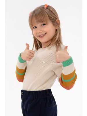 U.S. Polo Assn. Kız Çocuk Krem Bisiklet Yaka Kazak 50297224-VR071