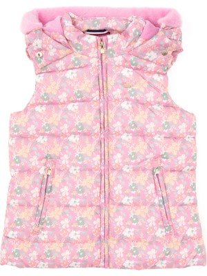 U.S. Polo Assn. Kız Çocuk Pembe Kapüşonlu Şişme Yelek 50313062-VR167