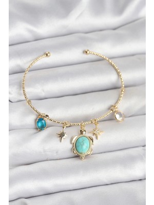 Butik Caretta Caretta Charmlı Gold Renk Kadın Bileklik