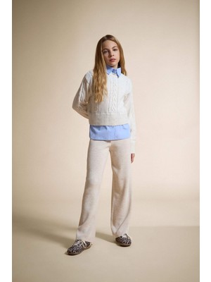 DeFacto Kız Çocuk Beli Lastikli Wide Leg Triko Pantolon F4124A825WN
