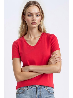 DeFacto %100 Pamuk Slim Fit Basic Ribana Tişört I1080AZ25SP