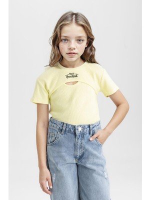 DeFacto Fitilli Kaşkorse 2'li Kısa Kollu Tişört Kız Çocuk C8603A824HS