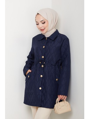 Pamuk Butik Kadın Beli Tünel Geçişli Büyük Beden Ceket Mont -PMK479