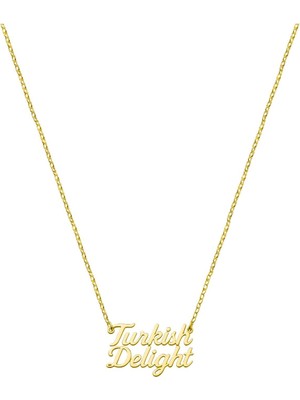 Oya Silver Turkish Delight Gümüş KOLYE-24K Altın Kaplama 3.5x1.5cm