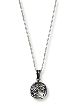 Oya Silver Mytilene Antik Coin Para Kolye 1.9x3 cm