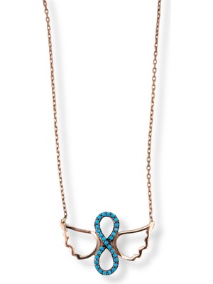 Oya Silver Işıltılı Infinity Kanat Detaylı Hayalet Gümüş Kadın Sonsuzluk Kolye