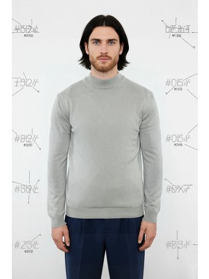 Ersefa Modern Erkek Triko Kazak Fitted Kesim Dik Yaka Uzun Kollu Rahat Pamuklu Karışım Basic Stil Kış ve