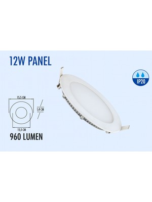 Lampist 12W Sıva Altı Slim Panel LED 4000K Beyaz Kasa 4000K