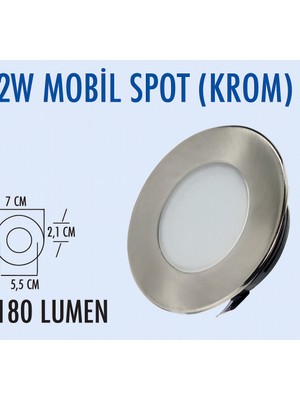 Lampist 2W Mobil Krom Spot Lamba 6500K