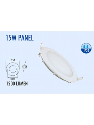 15W Sıva Altı Slim Panel LED 6500K Beyaz Kasa Lampist Beyaz