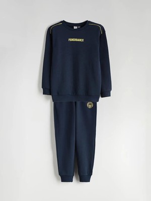 LC Waikiki Erkek Çocuk Eşofman Takımı Normal Kalıp Fenerbahçe Lisanslı 3 İplik Kumaş Navy Renk