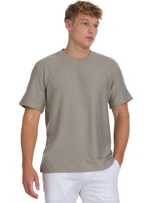 HTML Haki Regular Fit Bisiklet Yaka Basic Tişört