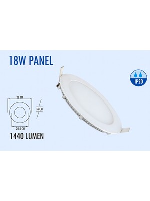 Lampist 18W Sıva Altı Slim Panel Led 3000K (Beyaz Kasa)