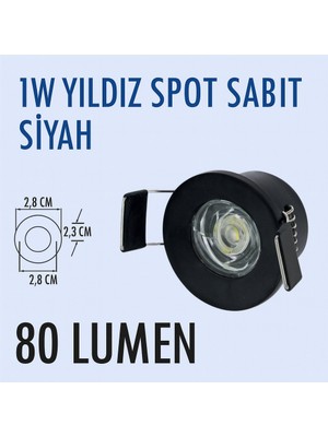 Lampist 1W Yıldız Spot Sabit Siyah Kasa Yeşil