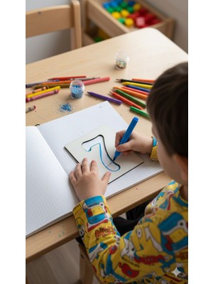 Retro Atölyem Ahşap Rakam Şablon Seti 0-10 | Montessori Eğitim Materyali | Okul Öncesi Rakam Çizim Kalıbı