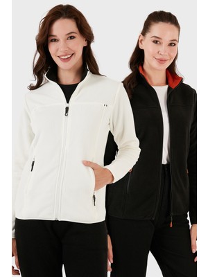 Lela Slim Fit Anti-Pilling Tüylenme Yapmayan Fermuarlı Cepli Hırka 2' Li Paket Polar Bayan Polar 5907002S2