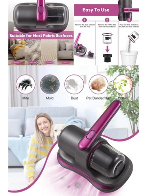 Belirtilmemiş Şarjlı Yatak Kanepe Hali Toz Tüy Alerji Süpürge Uv Işınlı Ev El Vakum Temizleme Toz Emici