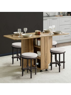 Setay Blesk Arden Katlanabilir Tekerlekli Çok Amaçlı Yemek Masası – Raflı ve Portatif Tasarım