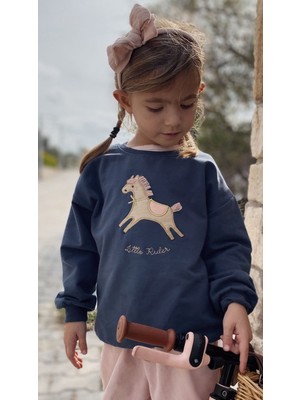 At Aplikeli Sweatshirt 1-6 Yaş Lacivert