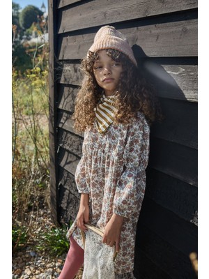 Cigit Müslin Elbise 4-12 Yaş Bej