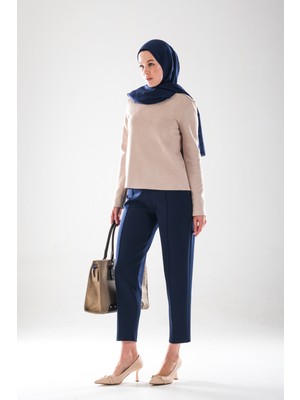 Plistre 2293_KADIN Scuba Kumaş Yüksek Bel Nervür Detaylı Havuç Pantolon - Gizli Fermuarlı Şık Pantolon