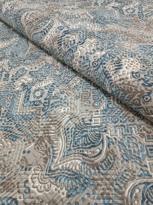 NarStore Home Dinar Diana Mavi Bej Kaymaz Taban  Kesme Yolluk Halı Modern Desen