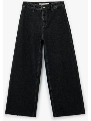 Koton Yüksek Bel Rahat Kalıp Geniş Paça Jean Pantolon - Culotte Jeans