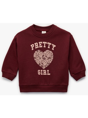 Koton Pamuklu Uzun Kollu Bisiklet Yaka Baskılı Sweatshirt