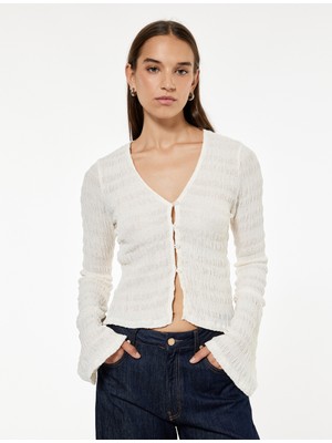 Koton Uzun Ispanyol Kollu V Yaka Düğmeli Bürümcük Hırka