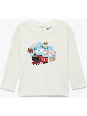 Koton Harry Potter Baskılı Uzun Kollu Bisiklet Yaka Lisanslı Oversize Tişört