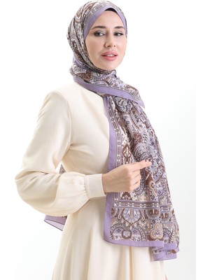 Karaca Cotton Şal 82007-02 Lila Kahverengi