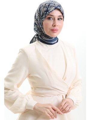 Karaca Desenli Cupra Eşarp 82014-10 Lacivert Mavi