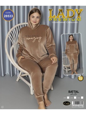 Umestyle Lady Premium Underwear Colletıon Fransız Kadife Kapüşon'lu 2^li Pijama Takımı