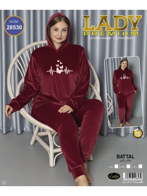 Umestyle Lady Premium Underwear Colletıon Fransız Kadife Kapüşon'lu 2^li Pijama Takımı