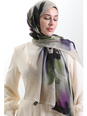 Karaca Doğal Elyaf Şal 82005-01 Bej Yeşil