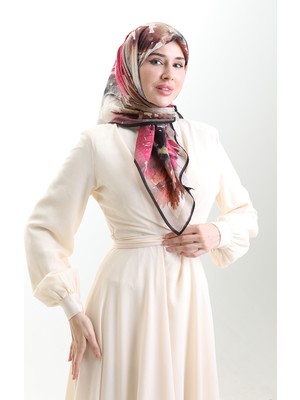 Karaca Desenli Doğal Elyaf Eşarp 82016-07 Siyah Fuşya