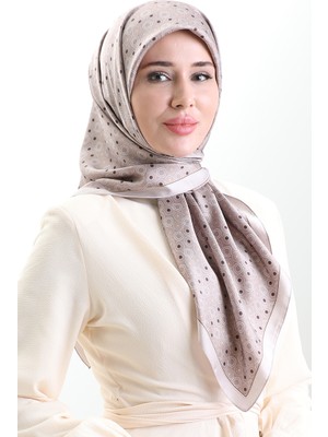 Karaca Geometrik Desenli Reyon Eşarp 82020-02 Açık Vizon Kahverengi