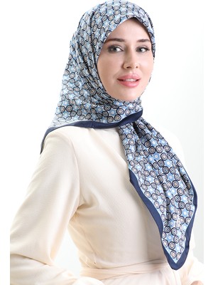 Karaca Geometrik Desenli Reyon Eşarp 82020-12 Lacivert Indigo