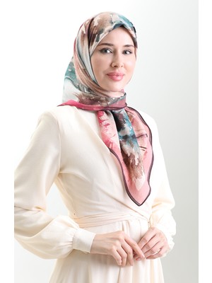Karaca Desenli Doğal Elyaf Eşarp 82016-02 Mürdüm Yavruağzı