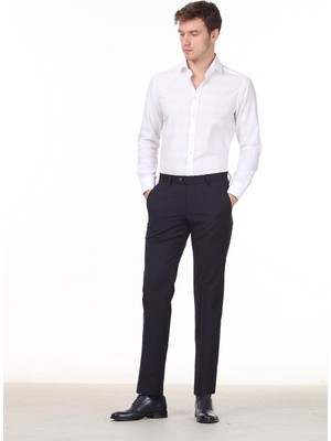 Ramsey Lacivert Düz Kumaş Slim Fit Klasik %100 Yün Pantolon